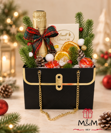 Коледна подаръчна кутия Christmas time с Freixenet, Lindt Lindor и бонбони Lindor